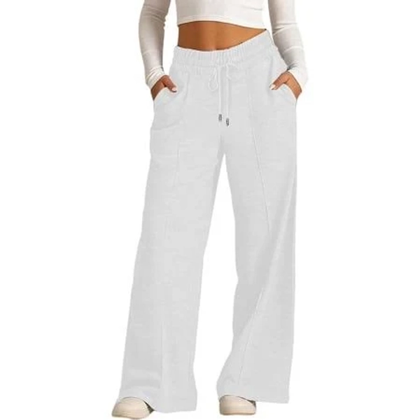 Jewelreauty Girls' Cotton Sweatpants with Pockets Drawstring Elastic Waist Wide Leg Pants Baggy Loose Casual Sports Trouser