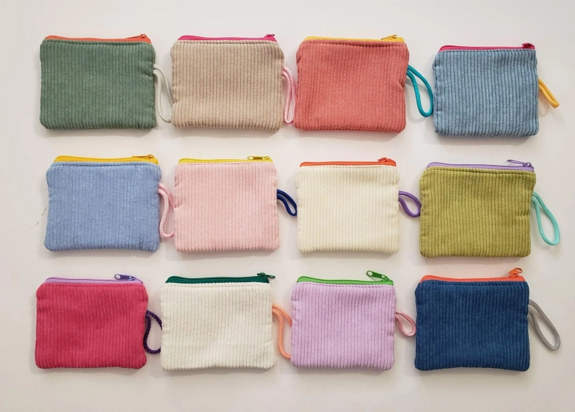 Mini Corduroy Zipper Wallet - Sky Blue 01 or Classic Blue 02