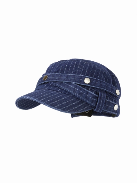 STRIPED & STUDDED BERET HAT