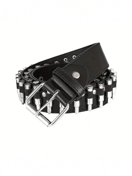1PC Rivet Punk Belt PU Leather Bullet Belt Fashion Joker Punk Style Bullet Belt New Ladies Personalized Decorative Belt Summer, School Fall, Autumn, Halloween