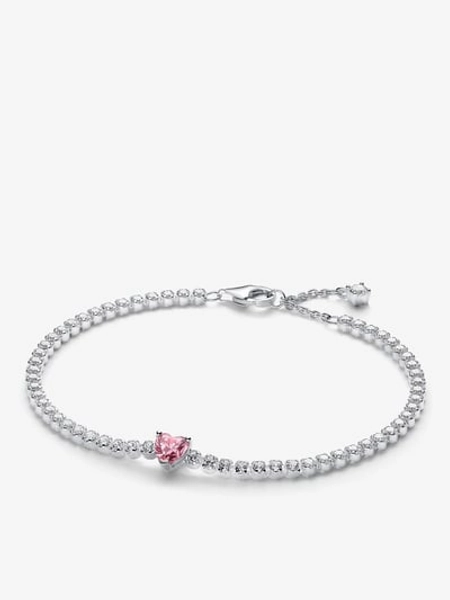 Pink Sparkling Heart Tennis Bracelet
