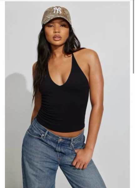 Sleek Plunge Adjustable Halter Top