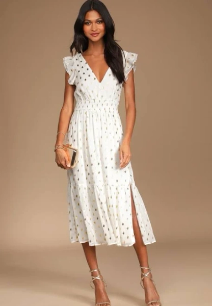 Lulus Ruffled Tiered Midi Dress