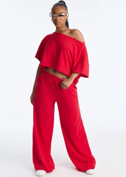 Fashion Nova Cropped French Terry Pant Set