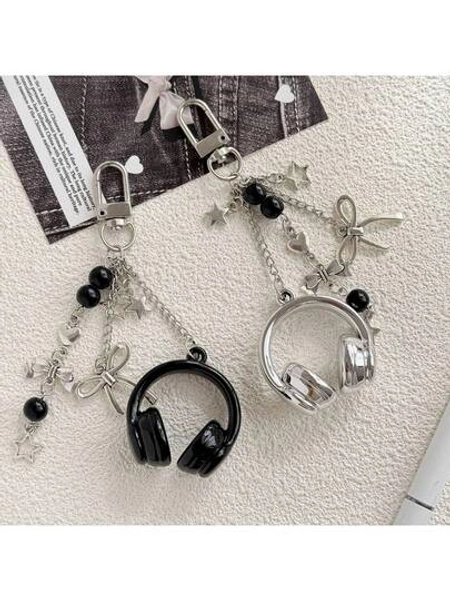 1pc Unisex Music Lover Keychain Realistic Headphone Bow Phone Strap Versatile CCD Charm Student Backpack Pendant Music Festival Gift Gifts For Women Gifts For Men Phone Accessories Personalised Gifts Funny Gifts