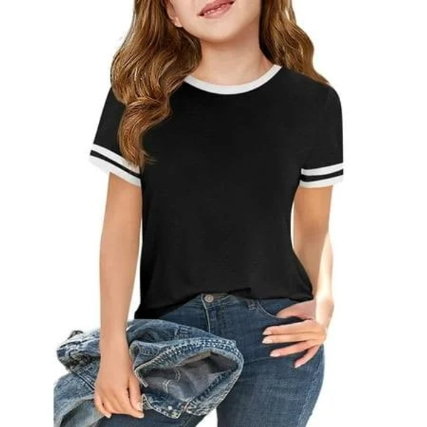 Xadyuy Girls Crewneck Striped Color Block Girls Shirts Short Sleeve Tshirt Summer Cotton Preppy T Shirts