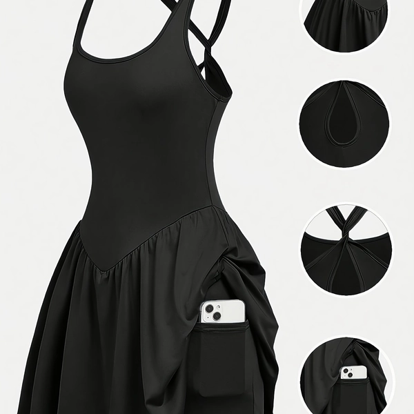 Women'S Sports Dress - Stretchy Workout, Yoga, Running, Tennis Dress with Adjustable Straps - All-Season Gym, Fitness, Casual Outfits - Elegant Minimalist Design for, Workout Clothes