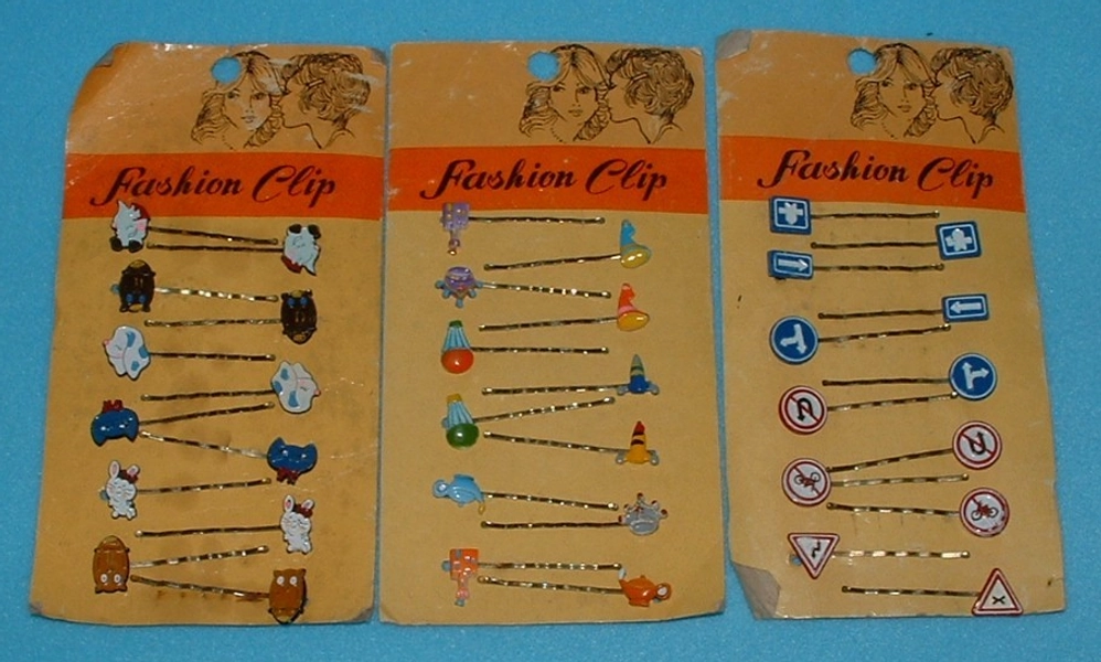 Vintage 1970’s Fashion Clips on Card – Children’s Hair Clips, Slides, Retro