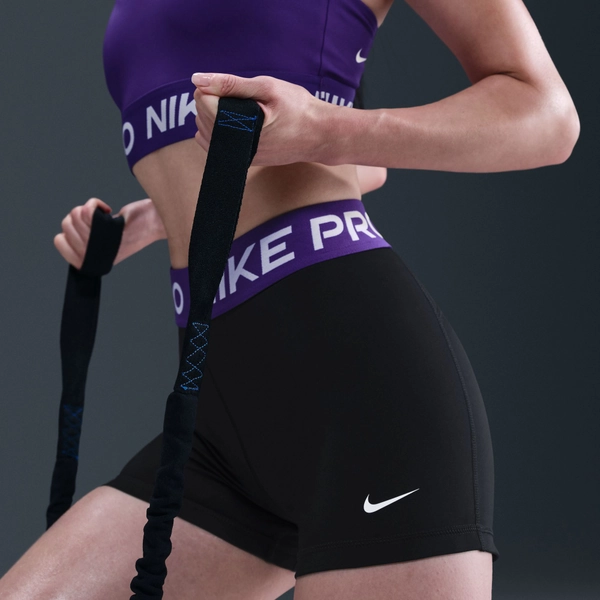 Nike Women's Pro 3” Shorts, Large, Black/ Court Purple