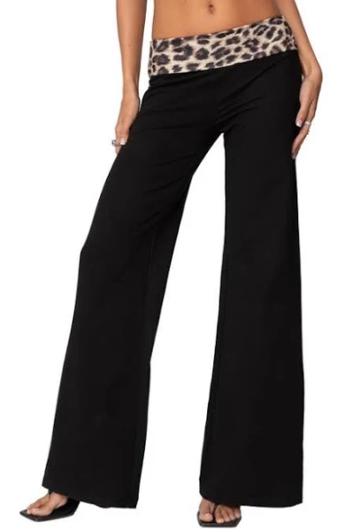 Edikted Women's Leopard Fold Over Pants