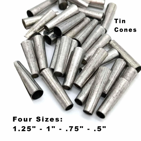 Tin Crimp Cones in 4 sizes for Native Crafts, Jewelry Making & Sewing Decorations