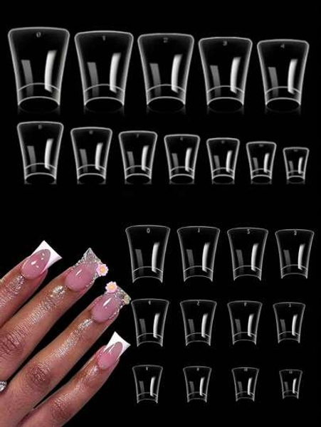 120pcs Short Duck Nail Tips, 12 Sizes Transparent Half Cover Broad Nail Tips, French Fake Nail Tips Suitable For Acrylic Nail Extensions