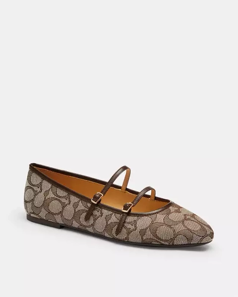 Double-Buckle Mary Jane Aus Signature-Jacquard