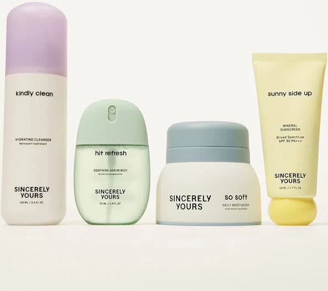 Sincerely You Hydrating Cleanser, Serum Mist, Moisturizer, Sunscreen