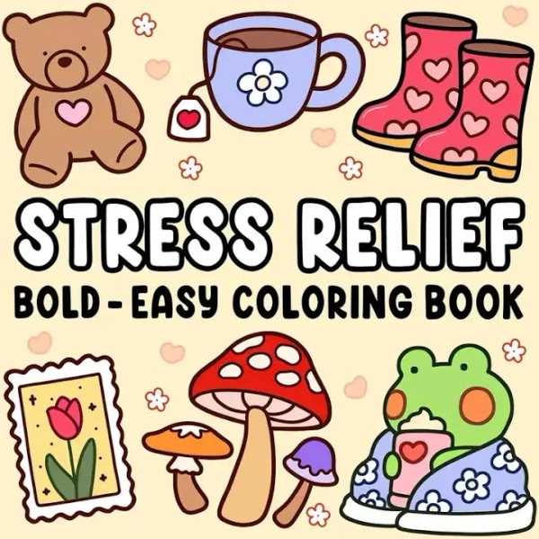 1pc Coco Wyo Stress Relief Adult Coloring Book, 22 Thick Paper Pages, Bold Designs, No Batteries