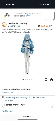 Amazon.com: Good Smile Rebuild of Evangelion: Rei (Long Hair Ver.) Pop Up Parade PVC Figure, Multicolor : Toys & Games