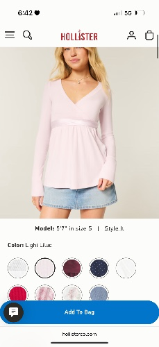 Easy Long-Sleeve Wrap-Front Babydoll Top