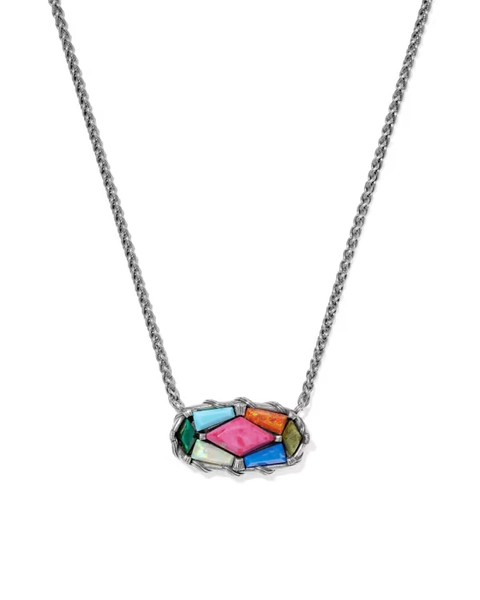 Dolly Parton x Kendra Scott Patchwork Elisa Vintage Silver Short Pendant Necklace
