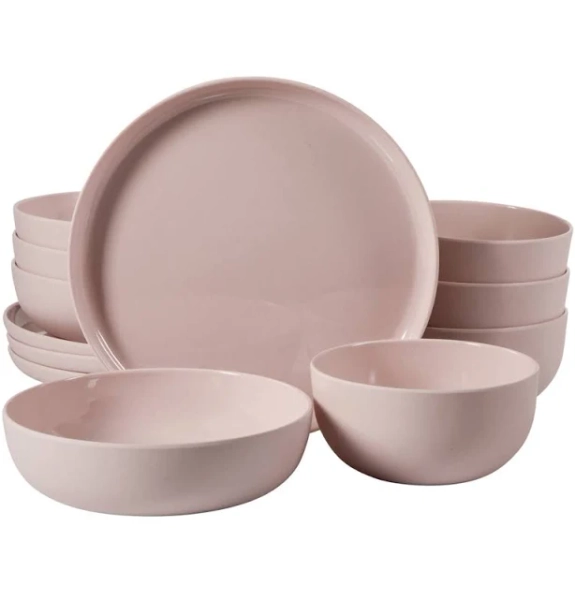 Gibson Home Candy Skies 12 Piece Unbreakable Wheat Straw Melamine Dinnerware Set