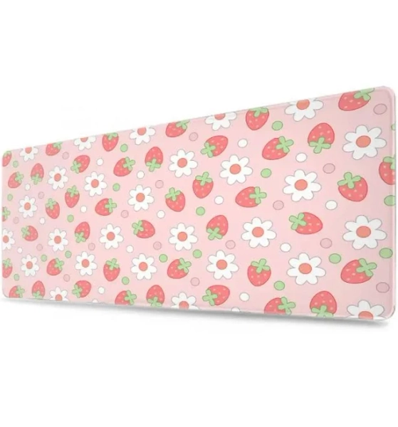 Strawberry Desk Mat Kawaii Mousepad Pink Cute milk sakura cherry blossom pattern Pastel aesthetic