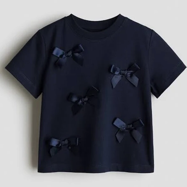 H&M Girls Cotton T-Shirt with Bow
