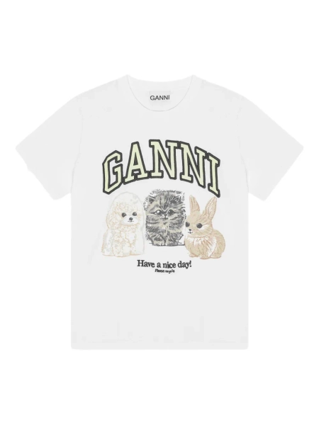 GANNI logo-print T-shirt | White | FARFETCH
