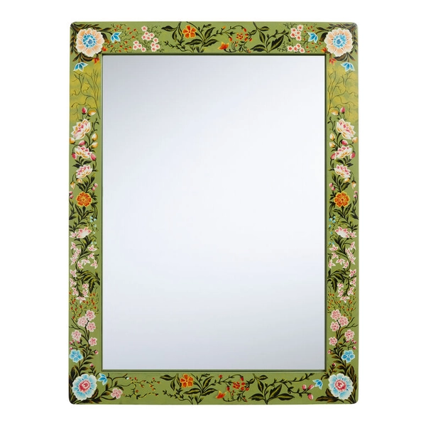 Green Floral Hand Painted Wall Mirror