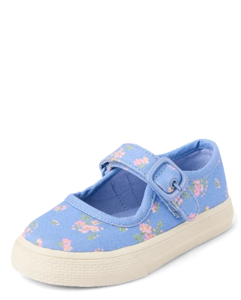 Toddler Girls Floral Mary Jane Sneakers - Blue