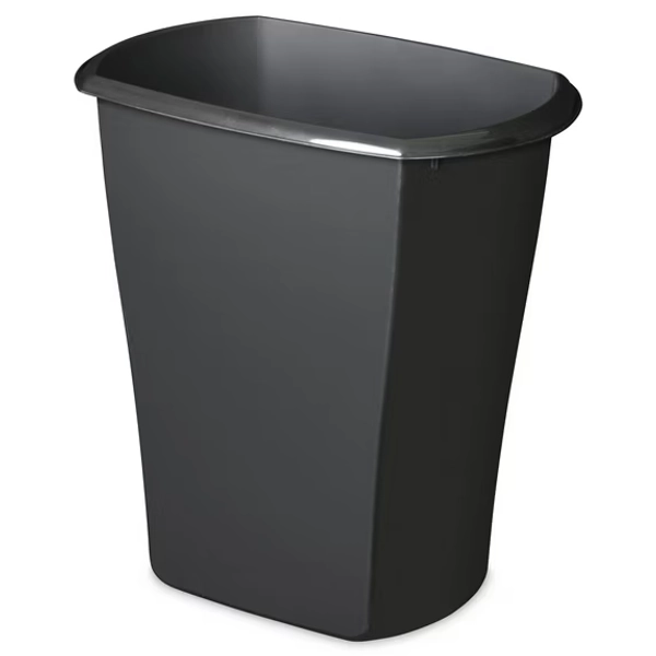 Sterilite Bathroom Trash Can, 5.5 Gallon Small Plastic Garbage Bucket Bin with No Lid, Black