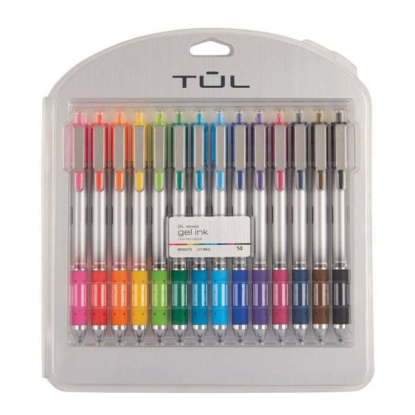 Tul Retractable Gel Pens Bullet Point 0.7 mm Gray Barrel Assorted Standard & Bright Ink Colors (Pack