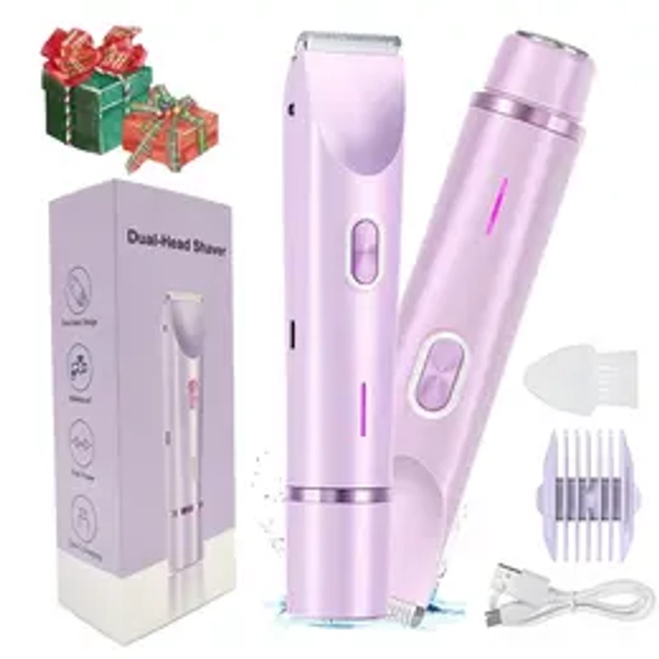 Festival Gifts, 2 in 1 Electric Hair Removal Tool Bikini Trimmer for Women, Double-ended Electric Razors, Body & Facial Electric Shaver, Waterproof Wet & Dry Use Trimmer, Shaver for Women, Cordless Trimmer