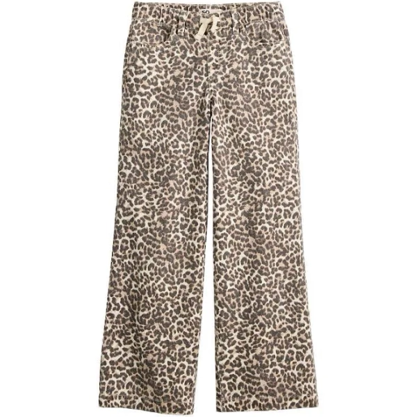 Girls 6-20 SO Pull-On Wide Leg Jeans in Regular & Plus Sizes, Girl's, Size: 14, Textured Animal