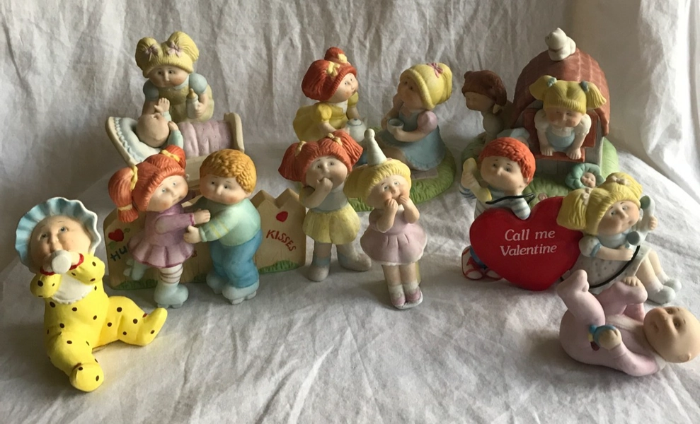 Lot of 9 Vintage 1984 1985 Cabbage Patch Kids Porcelain Figures Xavier Roberts