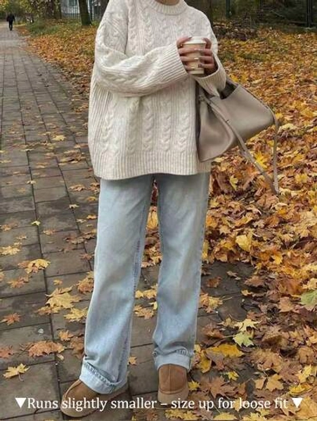 Vivid Style Women's Round-Neck Sweater, With Twisted Texture, Solid Color Simple And Laid-Back, Sporty Commuter Style, Street Style, Suitable For Autumn And Winter