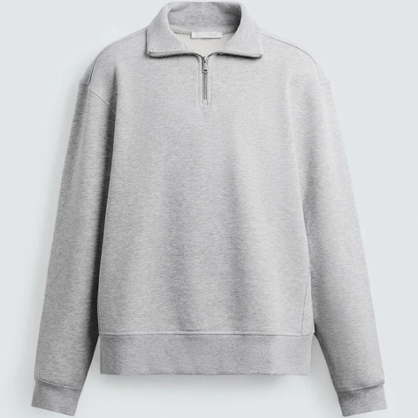 Zara Men's Basic Quarter-Zip Sweatshirt