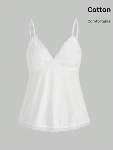 Fairycore Women's Solid Color Splice Lace Camisole