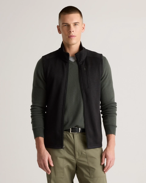 Sweater-Knit Fleece Full-Zip Vest in Navy