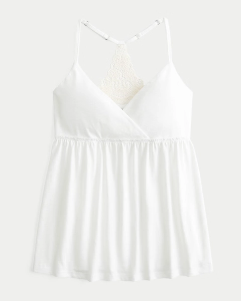 Crochet-Style Back Babydoll Top