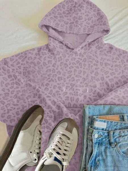 INAWLY Women Leopard Print Casual Hooded Long Sleeve Sweatshirt,Graduation,Teacher,Back To School Pullover Fall