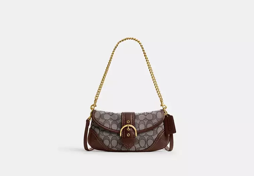 Brass/Oak Maple Soho Bag 25 In Signature Jacquard