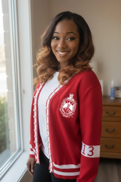 Delta Sigma Theta Cardigan Pearl Trimmed