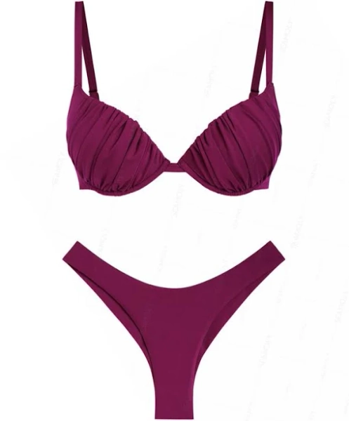 Seamolly Ruched Underwire Push Up Bikini Set