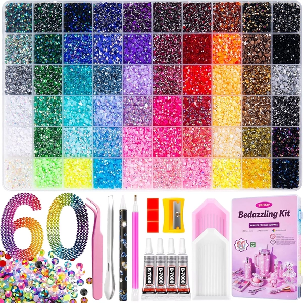 Bedazzling Kit, 48000 Pcs 60 Colors Resin Flatback Rhinestones with B7000 Glue and Tools for DIY Nail Art Crafts - Walmart.com