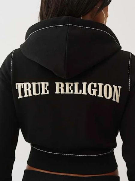 True Religion Women's Big T Shrunken Zip Hoodie