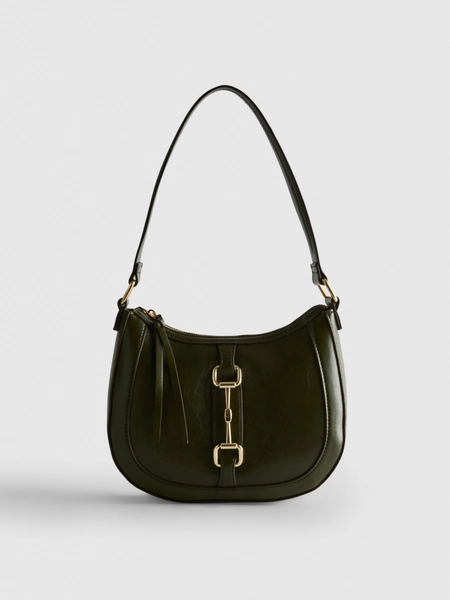 Faux Leather Snaffle Shoulder Bag