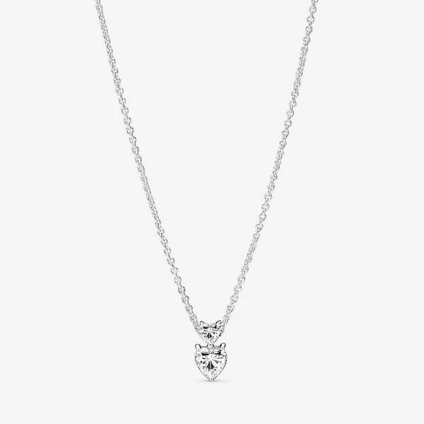 Pandora Double Heart Silver Necklace