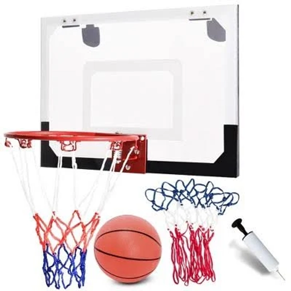 Costway Over-The-Door Mini Basketball Hoop Includes Basketball & Hand Pump 2 Nets Indoor Sports