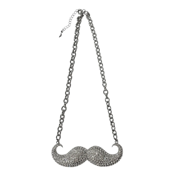 big rhinestone mustache necklace 