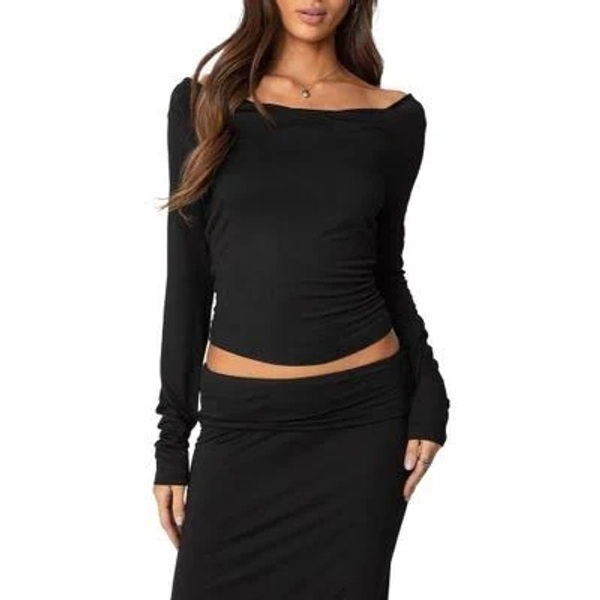 Edikted Women's Johanna Cowl Neck Long Sleeve Top