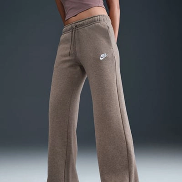 Nike Club Womens Comfort Waistband Drawstring Waist Wide Leg Mid Rise Fleece Sweatpant, X-large, Brown